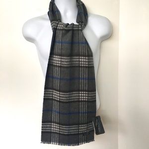 Fraas Scarf Cashmink Plaid / Tartan Rectangle Grey Blue New